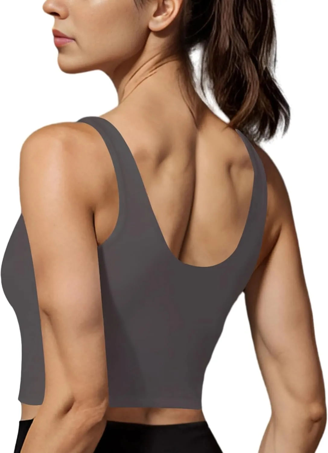 HORISUN Sports Bra Longline Zip Front Closure Workout Tops Yoga Crop Tank Top with Built in Bra for Women