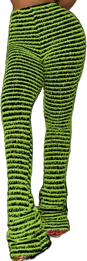 HuiSiFang Stacked Sweatpants for Women Fringe Tassels Patchwork Knitted Bodycon Leggings