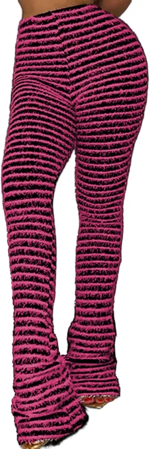HuiSiFang Stacked Sweatpants for Women Fringe Tassels Patchwork Knitted Bodycon Leggings