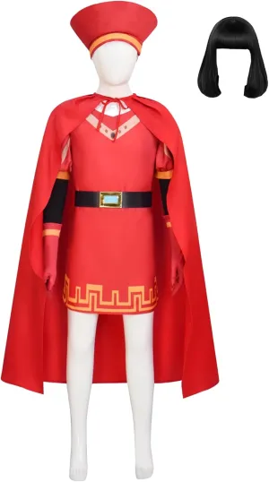 Kids Lord Farquaad Costume Red Cloak Tops Hat Belt Gloves Full Set King Farquaad Cosplay Wig for Halloween