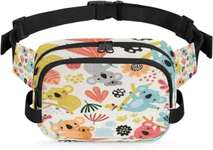 Koala Fanny Packs for Women Men Fashion Waist Packs Belt Bag Water-resistant Crossbody Bag Cute Animal Waist Pouch Waist Pack Hip Bum Bag for Hiking Casual Travel Cycling