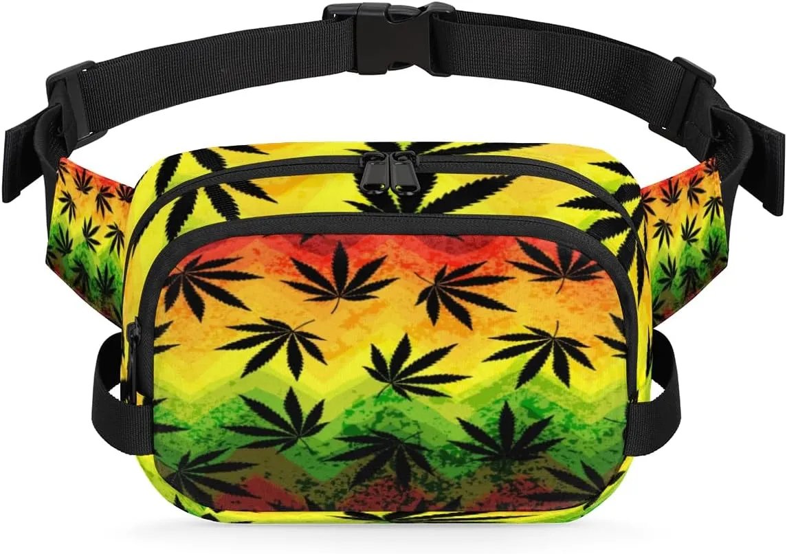 Leaf Abstract Grunge Fanny Packs for Women Men Fashion Waist Packs Belt Bag Water-resistant Crossbody Bag Waist Pouch Waist Pack Hip Bum Bag for Hiking Casual Travel Cycling