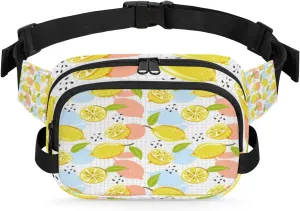 Lemon Grid Abstract Fanny Packs for Women Men Fashion Waist Packs Belt Bag Water-resistant Crossbody Bag Waist Pouch Waist Pack Hip Bum Bag for Hiking Casual Travel Cycling