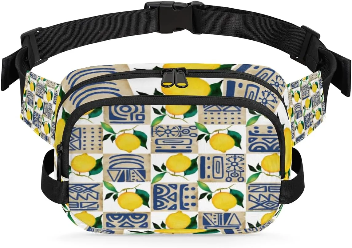 Lemon Retro Pattern Fanny Packs for Women Men Fashion Waist Packs Belt Bag Water-resistant Crossbody Bag Lemon Waist Pouch Waist Pack Hip Bum Bag for Hiking Casual Travel Cycling
