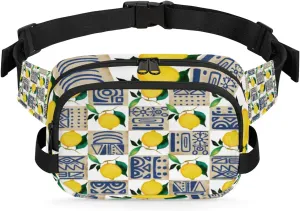 Lemon Retro Pattern Fanny Packs for Women Men Fashion Waist Packs Belt Bag Water-resistant Crossbody Bag Lemon Waist Pouch Waist Pack Hip Bum Bag for Hiking Casual Travel Cycling
