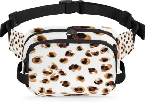 Leopard Gold White Fanny Pack Crossbody Bags for Women Men Waist Packs Hip Bum Bag Cross Body Fanny Pack with Adjustable Strap for Running Hiking Travel