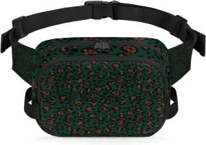 Leopard Pattern Indigo Fanny Packs for Women Men Fashion Waist Packs Belt Bag Water-resistant Crossbody Bag Waist Pouch Waist Pack Hip Bum Bag for Hiking Casual Travel Cycling