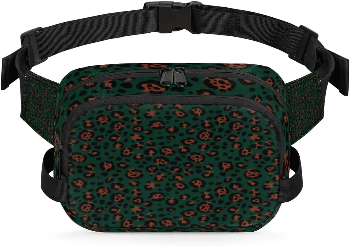 Leopard Pattern Indigo Fanny Packs for Women Men Fashion Waist Packs Belt Bag Water-resistant Crossbody Bag Waist Pouch Waist Pack Hip Bum Bag for Hiking Casual Travel Cycling
