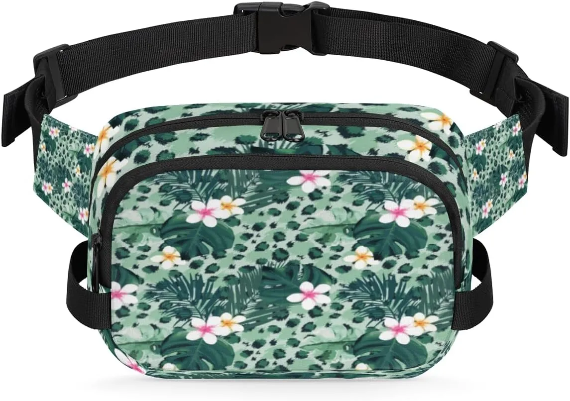 Leopard Print Turquoise Fanny Packs for Women Men Fashion Waist Packs Belt Bag Water-resistant Crossbody Bag Waist Pouch Waist Pack Hip Bum Bag for Hiking Casual Travel Cycling