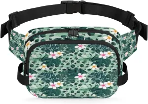 Leopard Print Turquoise Fanny Packs for Women Men Fashion Waist Packs Belt Bag Water-resistant Crossbody Bag Waist Pouch Waist Pack Hip Bum Bag for Hiking Casual Travel Cycling