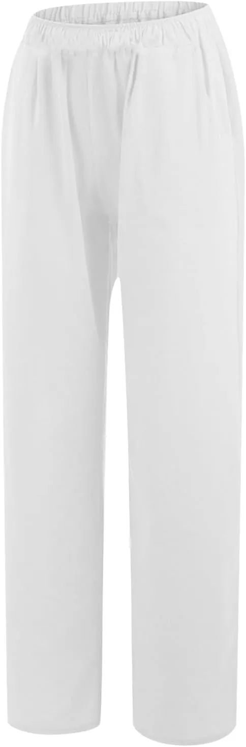 Linen Blend Pants for Women Summer Wide Leg High Waist Palazzo Flowy Loose Trousers Casuals Loungee Business Pants