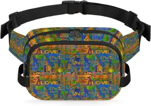 Love Heart Rustic Pattern Fanny Pack Crossbody Bags for Women Men Waist Packs Hip Bum Bag Cross Body Fanny Pack with Adjustable Strap for Running Hiking Travel