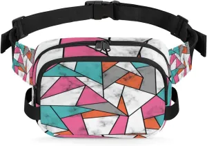 Marble Bright Geometric Fanny Pack Crossbody Bags for Women Men Waist Packs Hip Bum Bag Cross Body Fanny Pack with Adjustable Strap for Running Hiking Travel