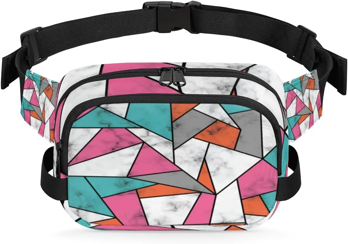 Marble Bright Geometric Fanny Pack Crossbody Bags for Women Men Waist Packs Hip Bum Bag Cross Body Fanny Pack with Adjustable Strap for Running Hiking Travel