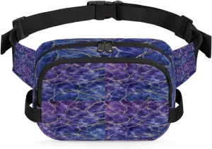 Marble Pattern Abstract Blue Fanny Pack Crossbody Bags for Women Men Waist Packs Hip Bum Bag Cross Body Fanny Pack with Adjustable Strap for Running Hiking Travel