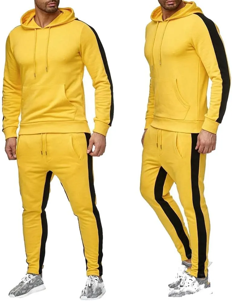 Men's Sweatsuit Pullover Hoodie Tops and Pants Set Casual Sports Tracksuit