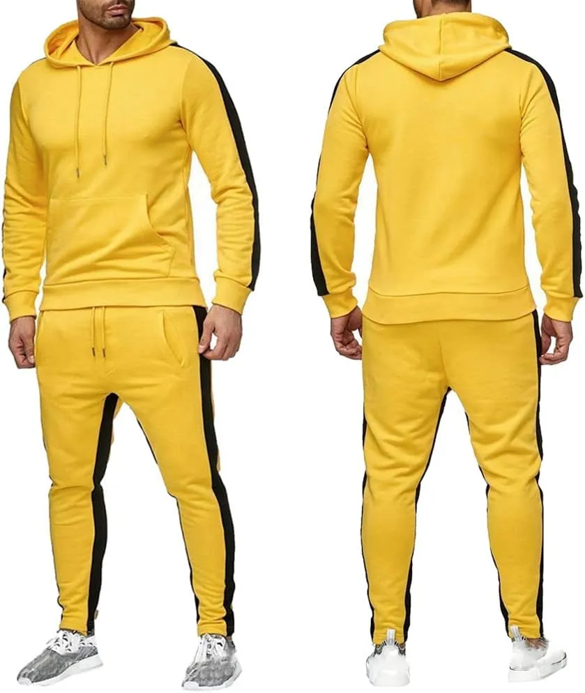 Men's Sweatsuit Pullover Hoodie Tops and Pants Set Casual Sports Tracksuit
