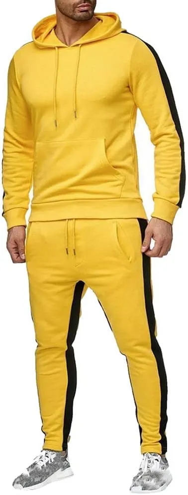 Men's Sweatsuit Pullover Hoodie Tops and Pants Set Casual Sports Tracksuit