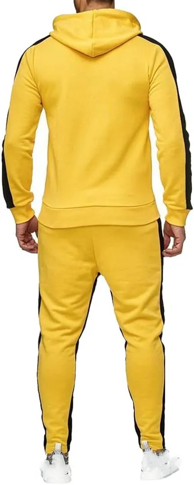 Men's Sweatsuit Pullover Hoodie Tops and Pants Set Casual Sports Tracksuit