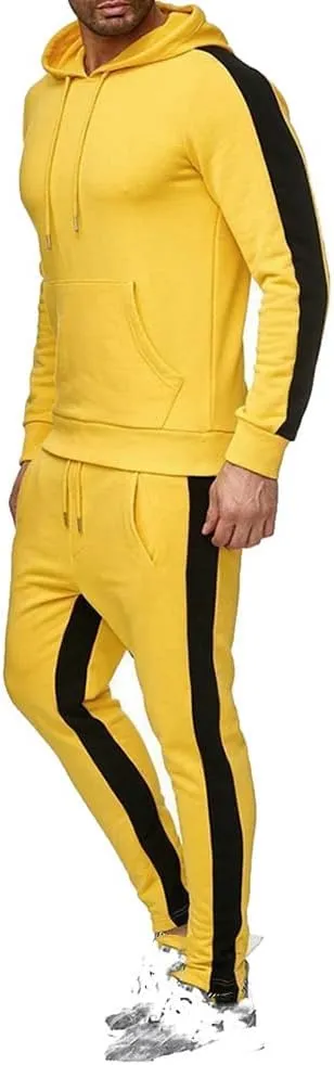 Men's Sweatsuit Pullover Hoodie Tops and Pants Set Casual Sports Tracksuit