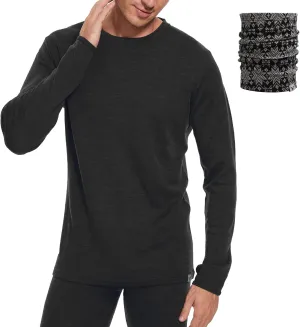 MERINNOVATION Merino Wool Base Layer Mens 100% Merino Wool Shirts for Men Thermal Underwear LS T-Shirt Light, Midweight