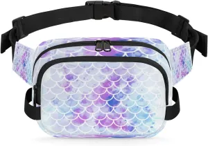 Mermaid Pastel Lavender Fanny Pack Crossbody Bags for Women Men Waist Packs Hip Bum Bag Cross Body Fanny Pack with Adjustable Strap for Running Hiking Travel