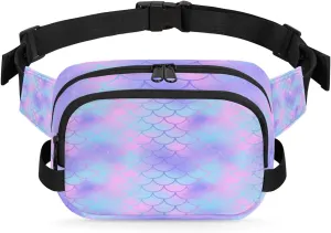 Mermaid Pattern Fanny Pack Crossbody Bags for Women Men Waist Packs Mermaid Skin Hip Bum Bag Cross Body Fanny Pack with Adjustable Strap for Running Hiking Travel