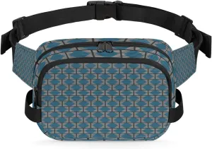 Mid Century Geometry Waist Pack Bag Fanny Pack for Women Men Hip Bum Bag Retro Waist Packs with Adjustable Strap for Outdoors Workout Traveling Casual Hiking Cycling Running