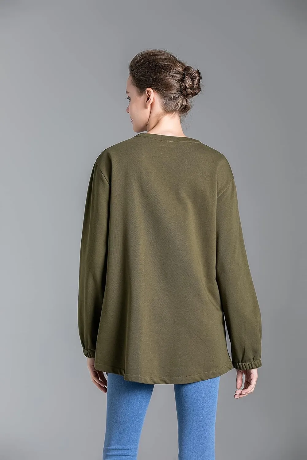 Minibee Women's Oversized Sweatshirt Crewneck Long Sleeve Cotton Pullover Tops with Pockets
