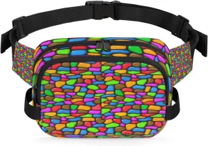 Mosaic Stones Colorful Fanny Pack Crossbody Bags for Women Men Waist Packs Hip Bum Bag Cross Body Fanny Pack with Adjustable Strap for Running Hiking Travel