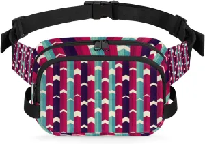 Multicolored Stripes Geometric Fanny Packs for Women Men Fashion Waist Packs Belt Bag Water-resistant Crossbody Bag Waist Pouch Waist Pack Hip Bum Bag for Hiking Casual Travel Cycling