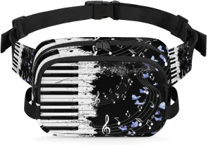Music Note Fanny Pack Crossbody Bags for Women Men Waist Packs Hip Bum Bag Cross Body Fanny Pack with Adjustable Strap for Running Hiking Travel