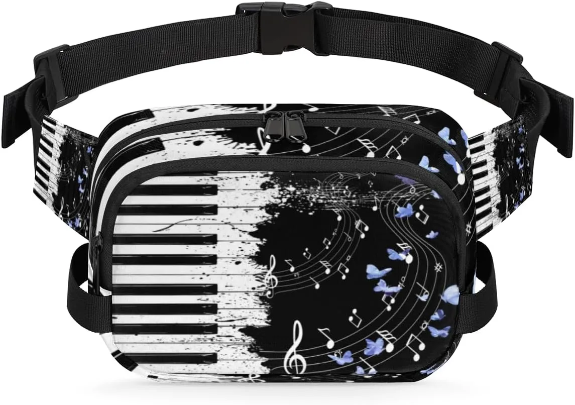 Music Note Fanny Pack Crossbody Bags for Women Men Waist Packs Hip Bum Bag Cross Body Fanny Pack with Adjustable Strap for Running Hiking Travel