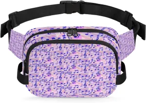 Music Note Geometric Fanny Pack Crossbody Bags for Women Men Waist Packs Hip Bum Bag Cross Body Fanny Pack with Adjustable Strap for Running Hiking Travel
