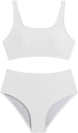 MZEAZRK Women High Waisted Bandeau Bikini Set Push Up Two Piece Swimsuit Funny Solid Adjustable Strap Bathing Suit