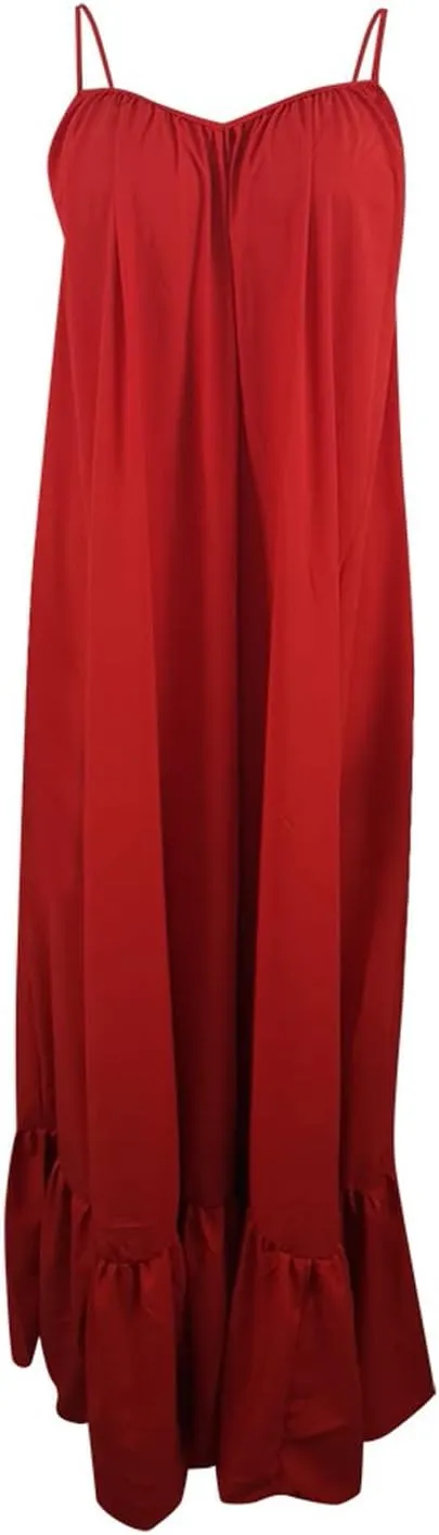 NaRHbrg Women Summer Maxi Dresses Sexy Spaghetti Strap Sleeveless Long Dress Sundress Tiered Ruffle Boho Cami Beach Dress