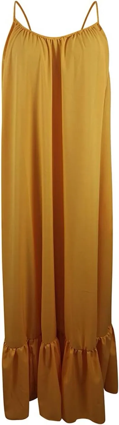 NaRHbrg Women Summer Maxi Dresses Sexy Spaghetti Strap Sleeveless Long Dress Sundress Tiered Ruffle Boho Cami Beach Dress