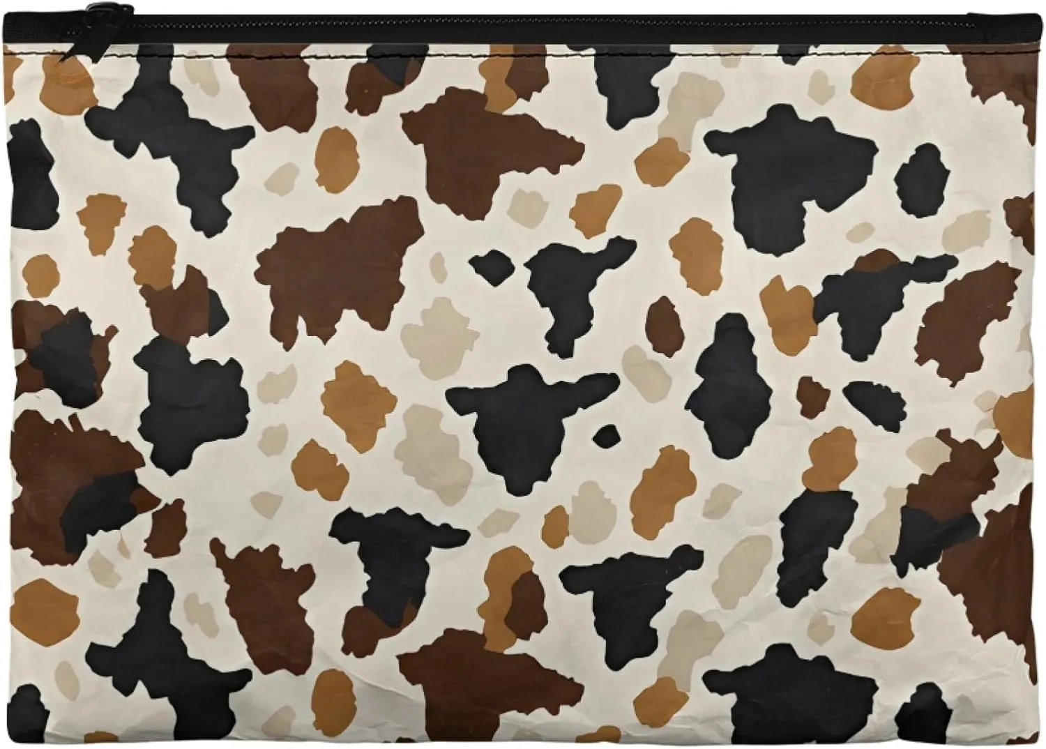 NDISTIN Cow Print Dupont Paper Bag Travel Small Handbag Zipper Pocket Large Capacity Toiletry Pouch Storage, Size S