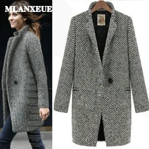 New Plus Size Solid Casual Windbreak Trench Coats Para Mulheres Slim Button Full Sleeve Turn-down Collar Woman Clothing Winter
