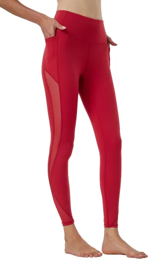 ONGASOFT High Waisted Yoga Pants for Women Running Workout Mesh Leggings Side Pockets Squat Proof Tummy Control