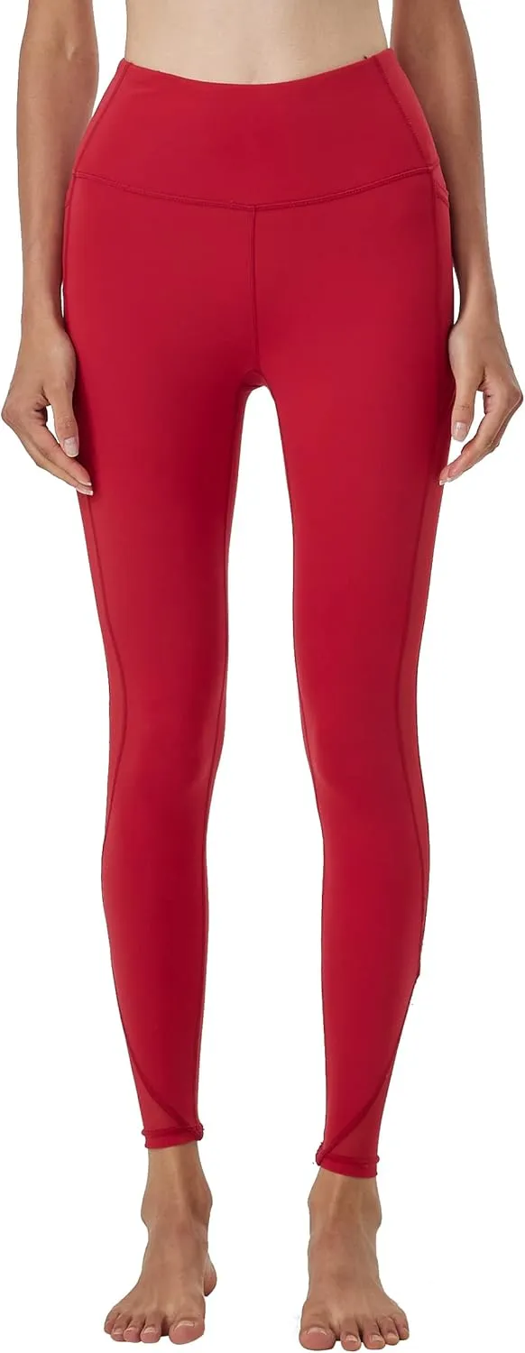 ONGASOFT High Waisted Yoga Pants for Women Running Workout Mesh Leggings Side Pockets Squat Proof Tummy Control