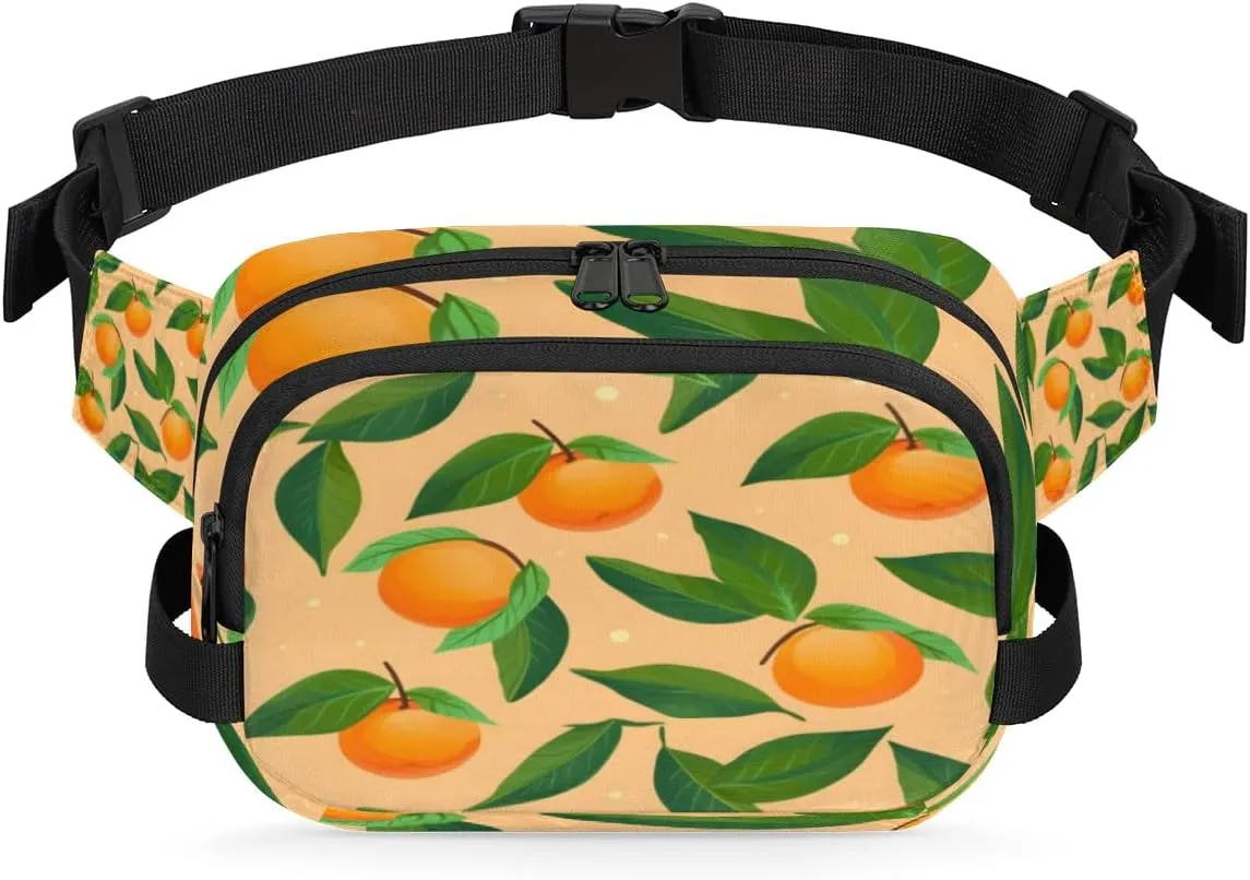 Orange Fanny Packs for Women Men Fashion Waist Packs Belt Bag Water-resistant Crossbody Bag Orange Waist Pouch Waist Pack Hip Bum Bag for Hiking Casual Travel Cycling
