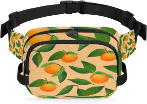 Orange Fanny Packs for Women Men Fashion Waist Packs Belt Bag Water-resistant Crossbody Bag Orange Waist Pouch Waist Pack Hip Bum Bag for Hiking Casual Travel Cycling