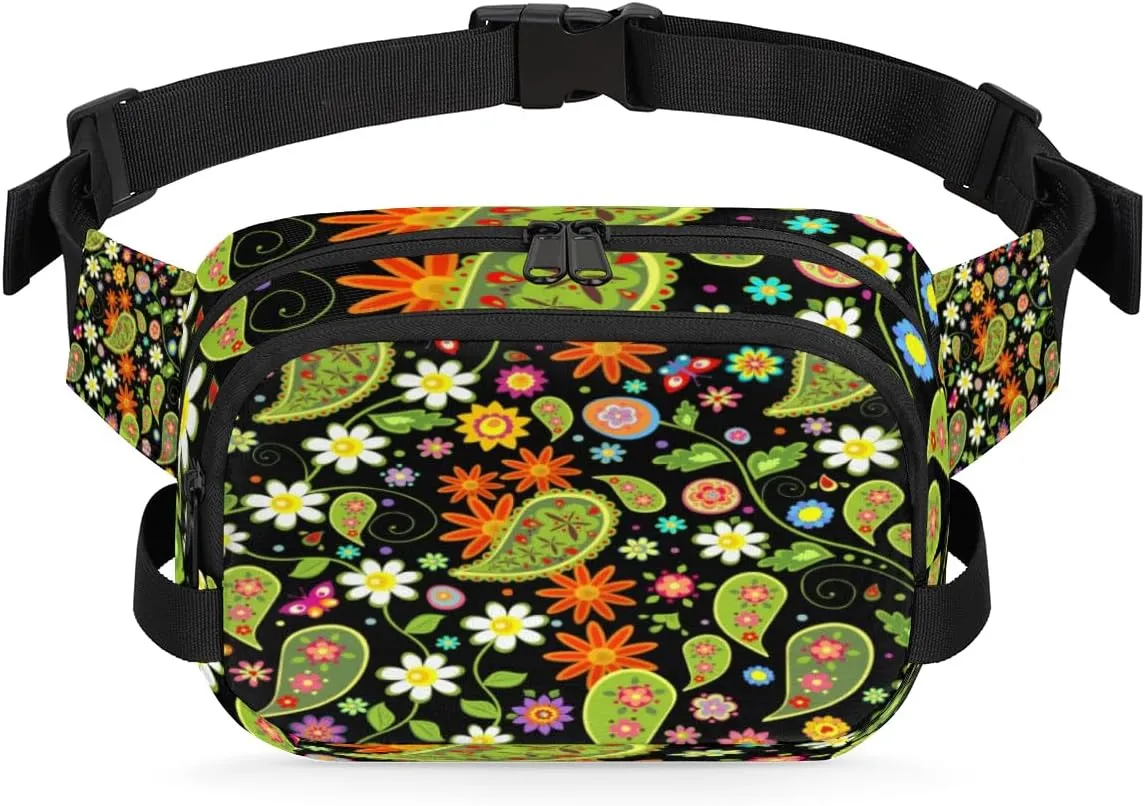 Paisley Ornament Fanny Pack Crossbody Bags for Women Men Waist Packs Hip Bum Bag Cross Body Fanny Pack with Adjustable Strap for Running Hiking Travel
