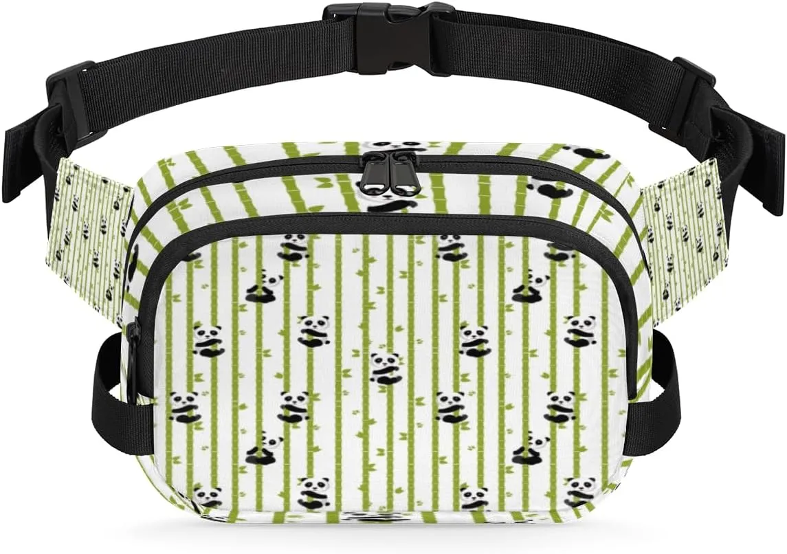 Panda Bamboo Cute Fanny Packs for Women Men Fashion Waist Packs Belt Bag Water-resistant Crossbody Bag Waist Pouch Waist Pack Hip Bum Bag for Hiking Casual Travel Cycling