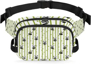 Panda Bamboo Cute Fanny Packs for Women Men Fashion Waist Packs Belt Bag Water-resistant Crossbody Bag Waist Pouch Waist Pack Hip Bum Bag for Hiking Casual Travel Cycling