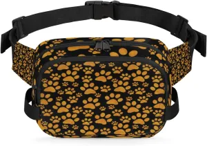Paw Black Brown Fanny Packs for Women Men Fashion Waist Packs Belt Bag Water-resistant Crossbody Bag Pawpring Waist Pouch Waist Pack Hip Bum Bag for Hiking Casual Travel Cycling