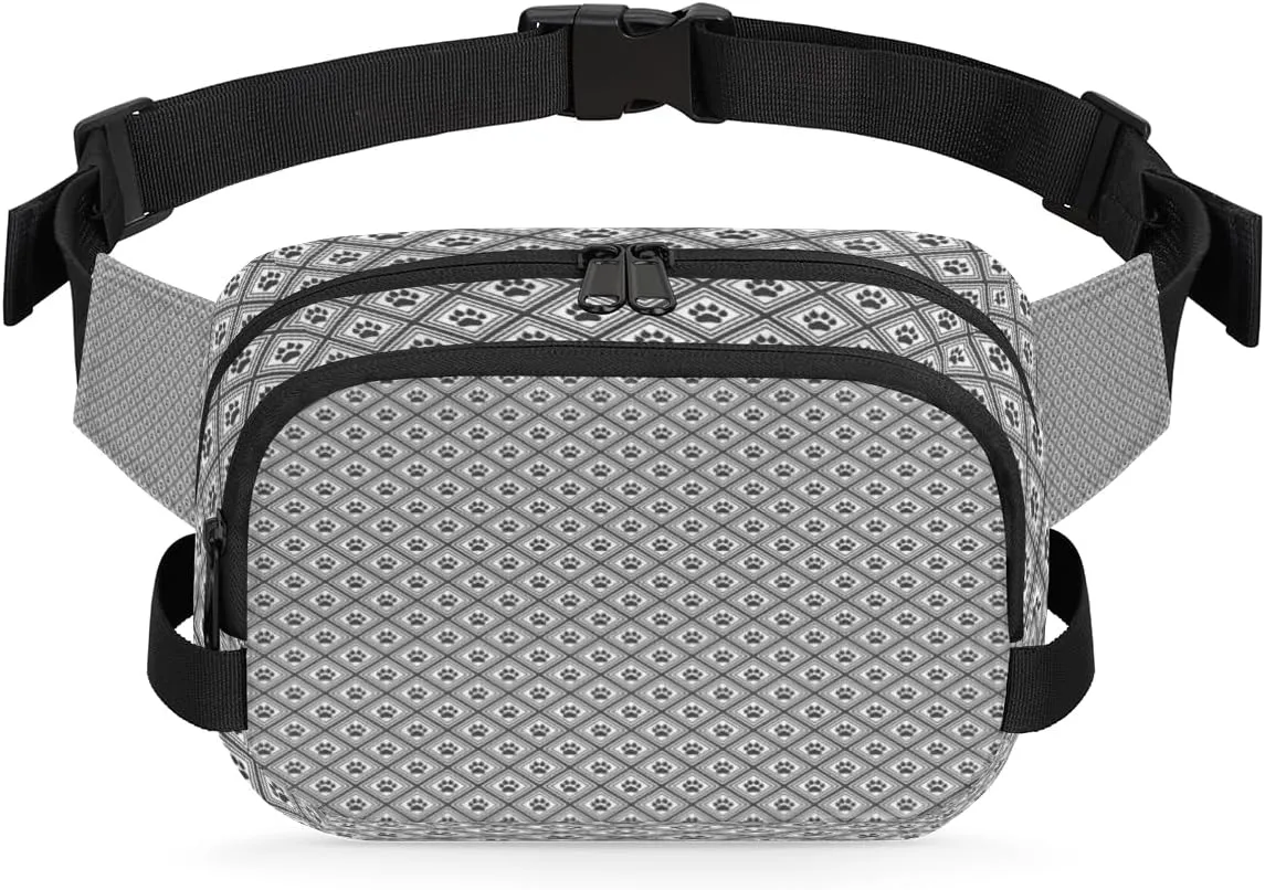 Paw Fanny Packs for Women Men Fashion Waist Packs Belt Bag Water-resistant Crossbody Bag Animal Footprint Waist Pouch Waist Pack Hip Bum Bag for Hiking Casual Travel Cycling