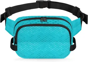 Paw Prints Turquoise Fanny Packs for Women Men Fashion Waist Packs Belt Bag Water-resistant Crossbody Bag Cute Waist Pouch Waist Pack Hip Bum Bag for Hiking Casual Travel Cycling