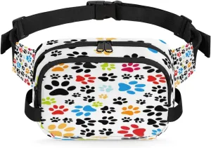 Paws Cute Colorful Fanny Packs for Women Men Fashion Waist Packs Belt Bag Water-resistant Crossbody Bag Waist Pouch Waist Pack Hip Bum Bag for Hiking Casual Travel Cycling
